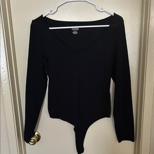 PINK Black Long Sleeve Bodysuit